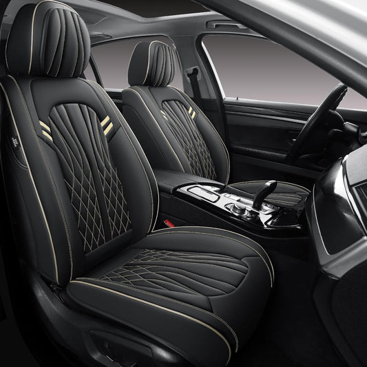 Leather Car Seat Covers Full Set Universal Fit 5 Seats Automotive Seat Protectors for Sedans SUVs Trucks