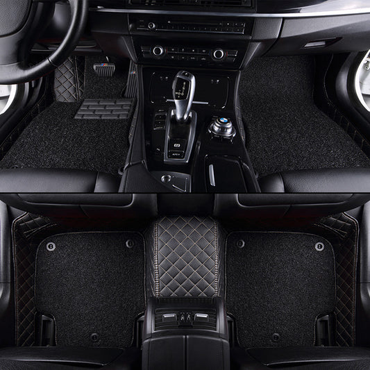 Customized Double-Layer Black Base With Black Loop Pile Car Mats