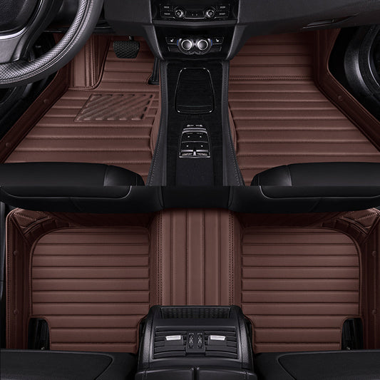 Coffee Stripe Stitching Luxury Car Mats