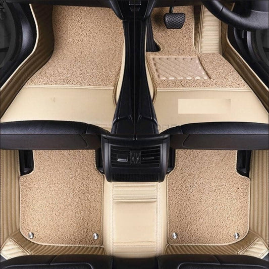 Customized Double-Layer Beige Base With Beige Loop Pile Car Mats