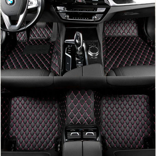 BLACK & PURPLE DIAMOND STITCHING LUXURY CAR MATS