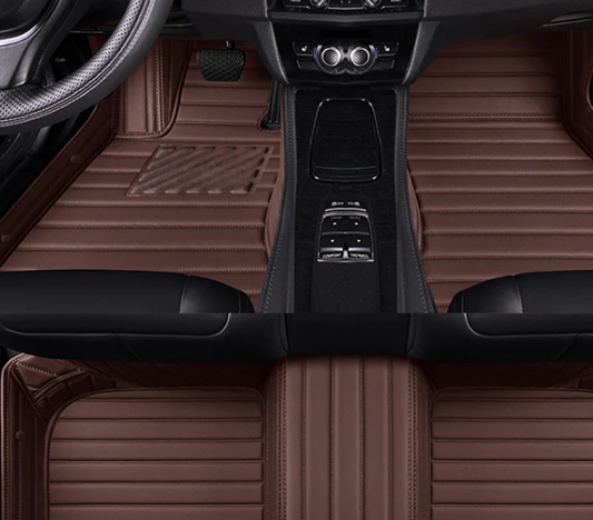 Coffee Stripe Stitching Luxury Car Mats