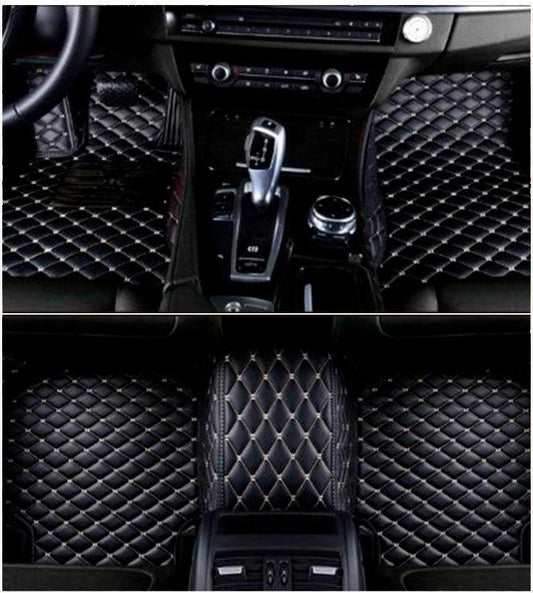 BLACK &WHITE DIAMOND STITCHING LUXURY CAR MATS
