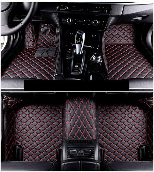 BLACK & RED DIAMOND STITCHING LUXURY CAR MATS