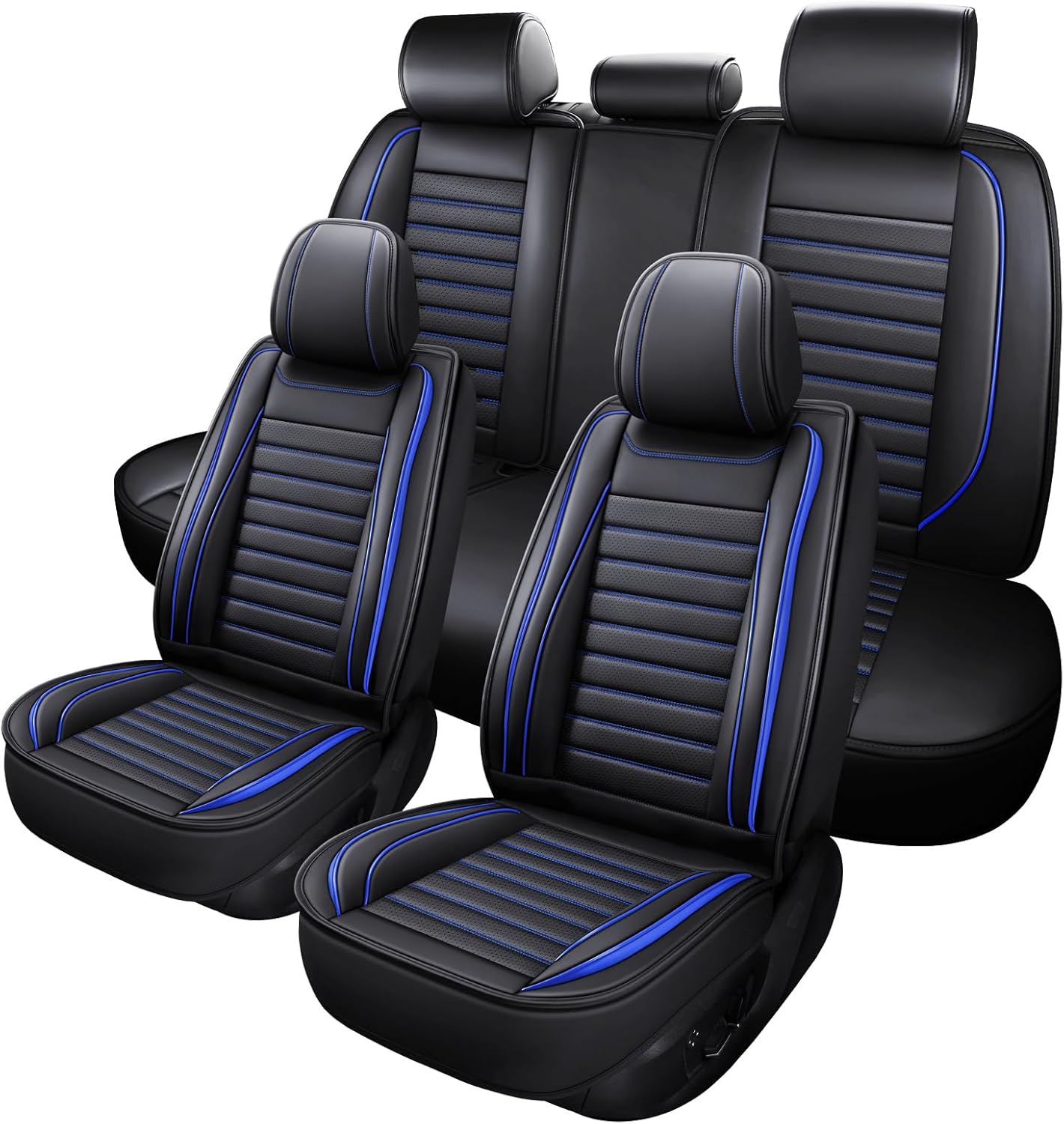 Leather Car Seat Covers Full Set Universal Fit 5 Seats Automotive Seat Protectors for Sedans SUVs Trucks