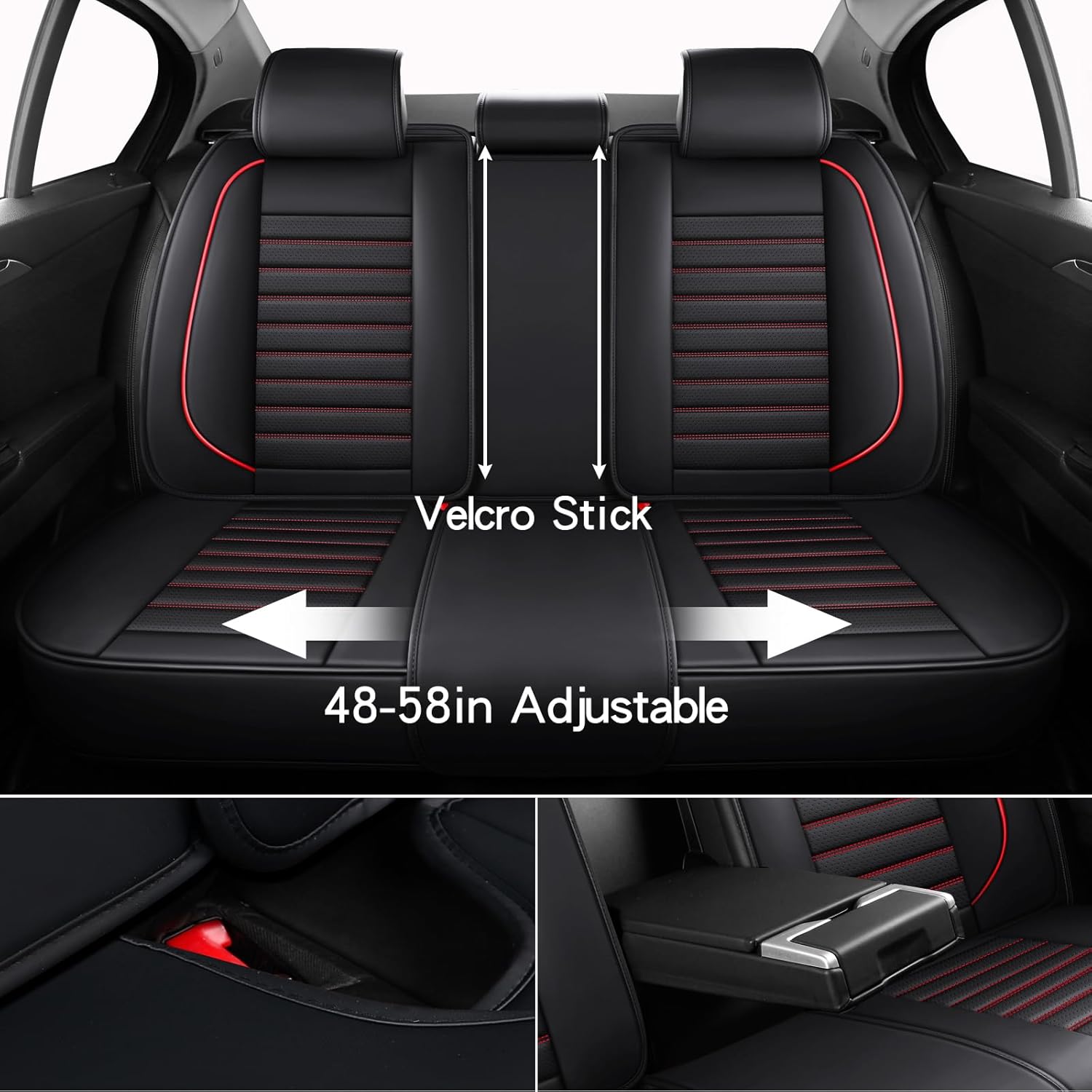 Leather Car Seat Covers Full Set Universal Fit 5 Seats Automotive Seat Protectors for Sedans SUVs Trucks