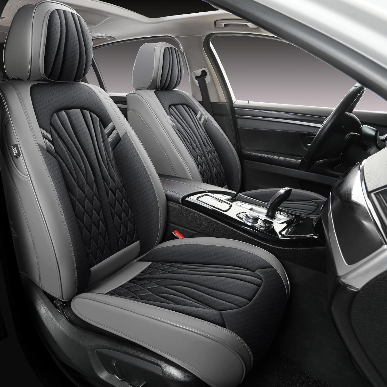 Leather Car Seat Covers Full Set Universal Fit 5 Seats Automotive Seat Protectors for Sedans SUVs Trucks