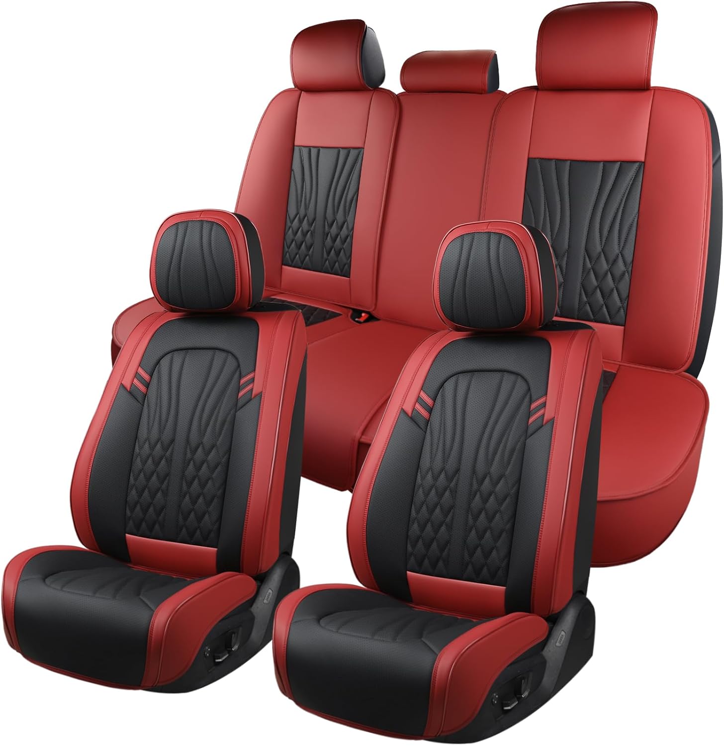 Leather Car Seat Covers Full Set Universal Fit 5 Seats Automotive Seat Protectors for Sedans SUVs Trucks