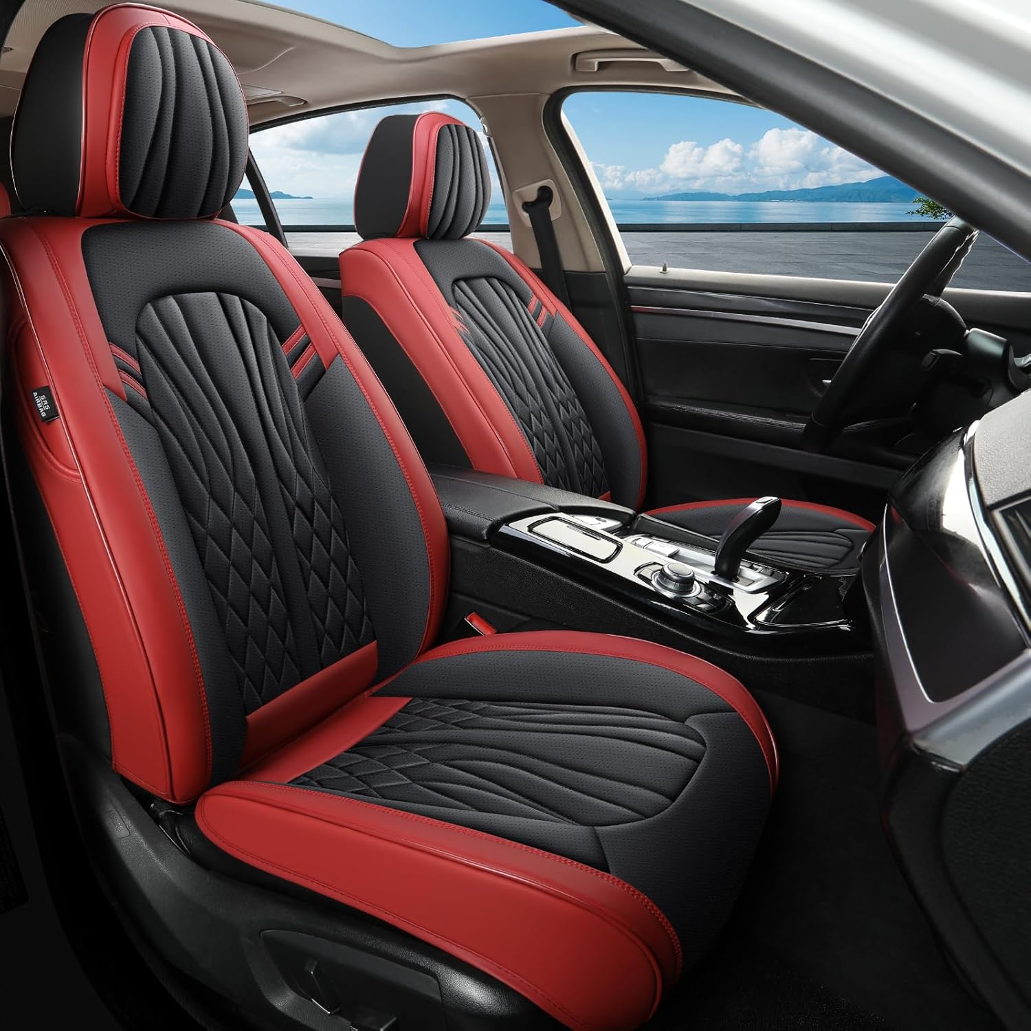 Leather Car Seat Covers Full Set Universal Fit 5 Seats Automotive Seat Protectors for Sedans SUVs Trucks