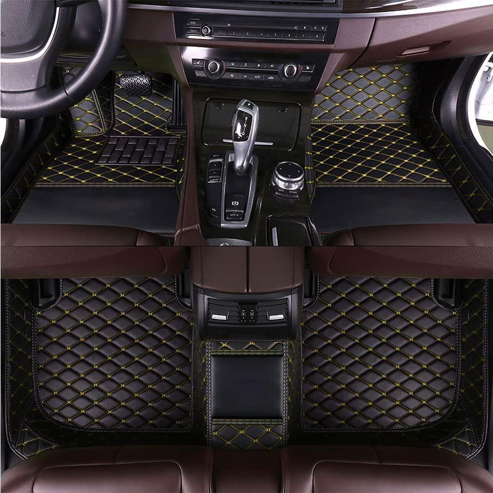 Black & Yellow Diamond Stitching Luxury Car Mats