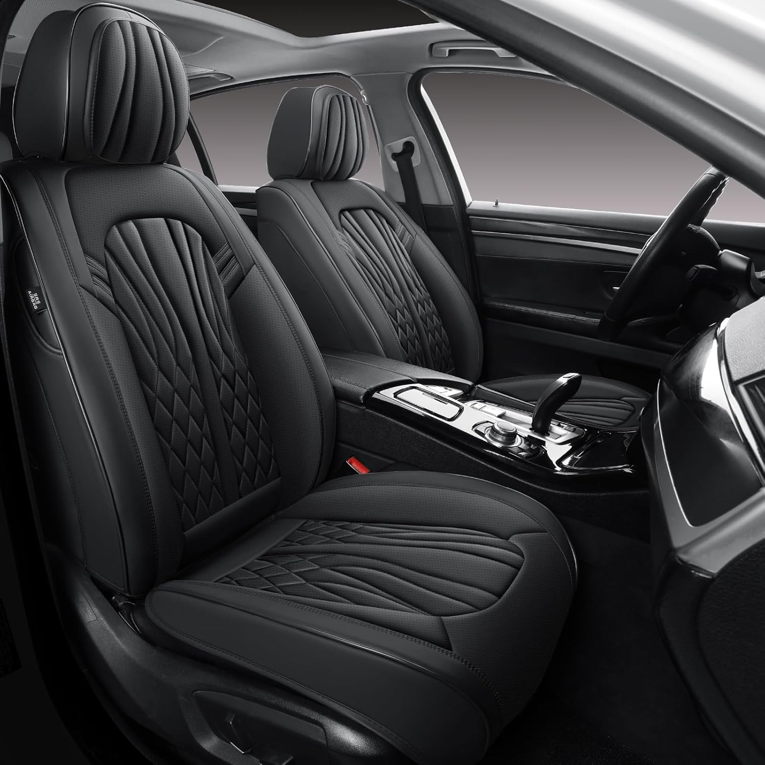 Leather Car Seat Covers Full Set Universal Fit 5 Seats Automotive Seat Protectors for Sedans SUVs Trucks