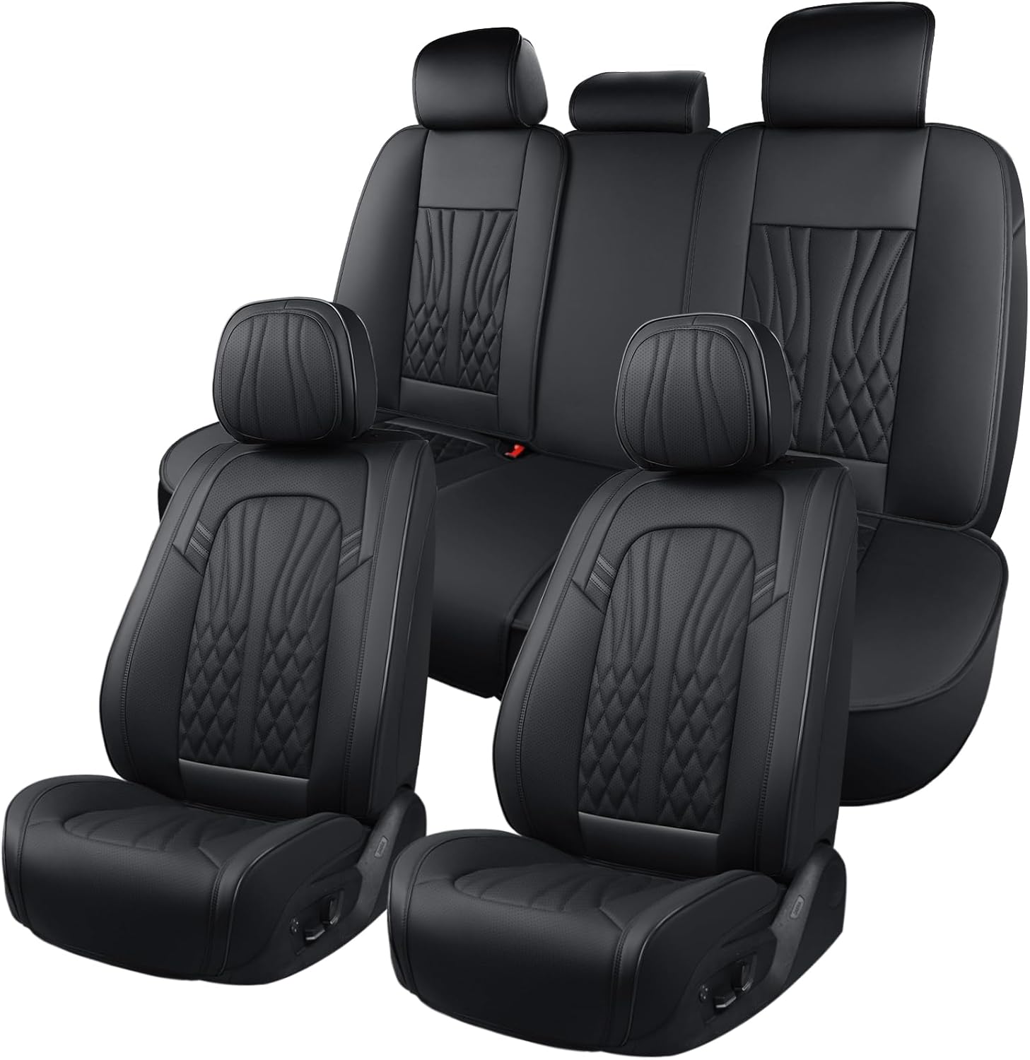 Leather Car Seat Covers Full Set Universal Fit 5 Seats Automotive Seat Protectors for Sedans SUVs Trucks