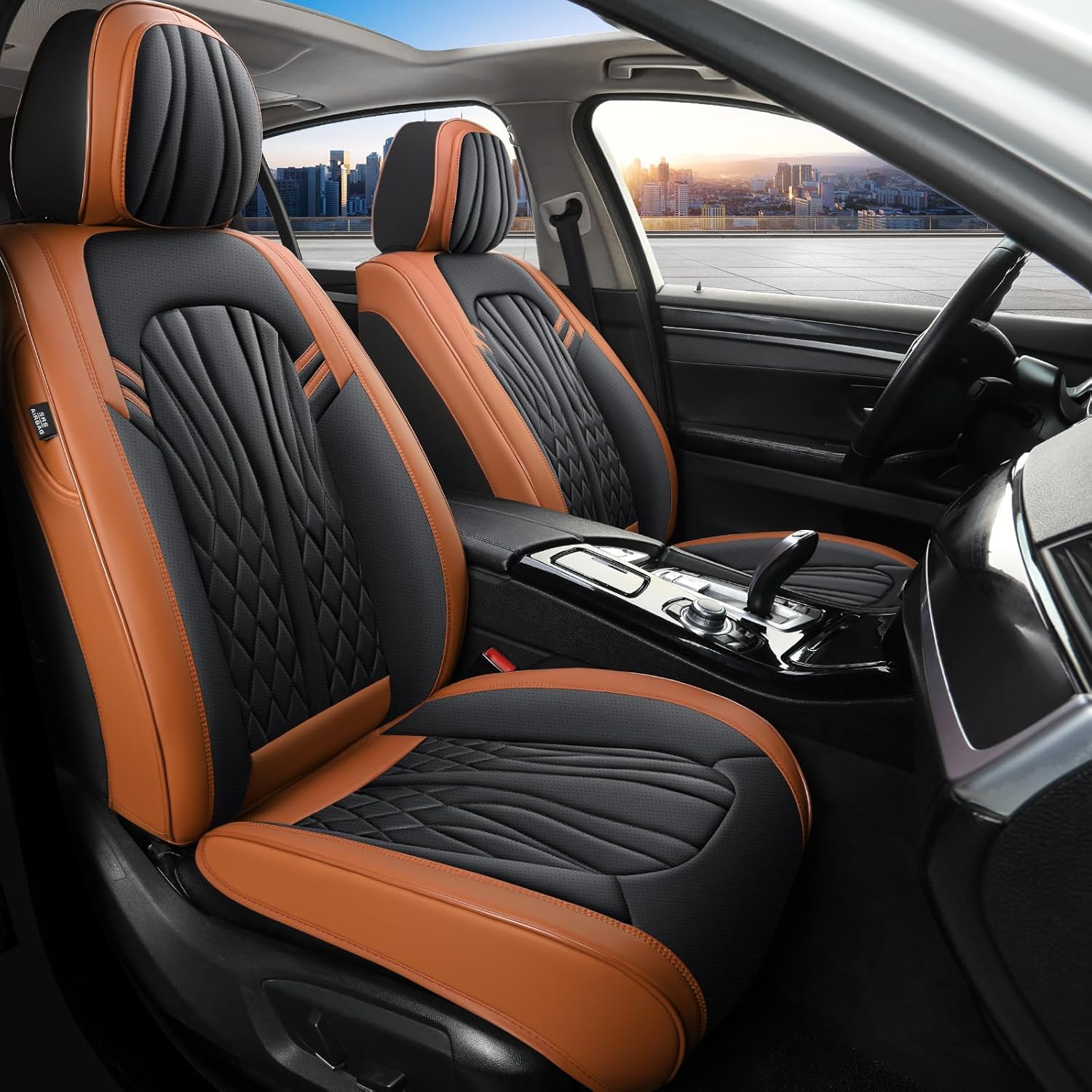 Leather Car Seat Covers Full Set Universal Fit 5 Seats Automotive Seat Protectors for Sedans SUVs Trucks