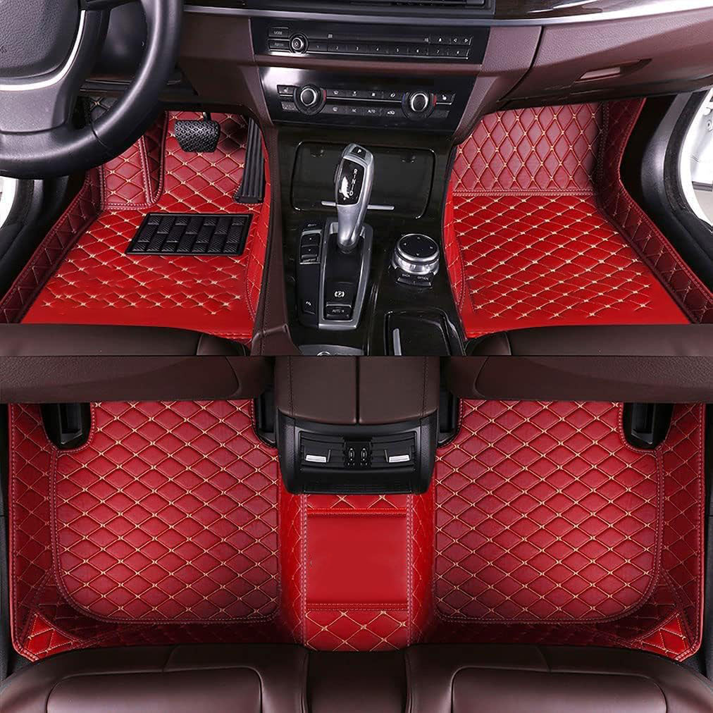 Cherry Red Diamond Stitching Luxury Car Mats