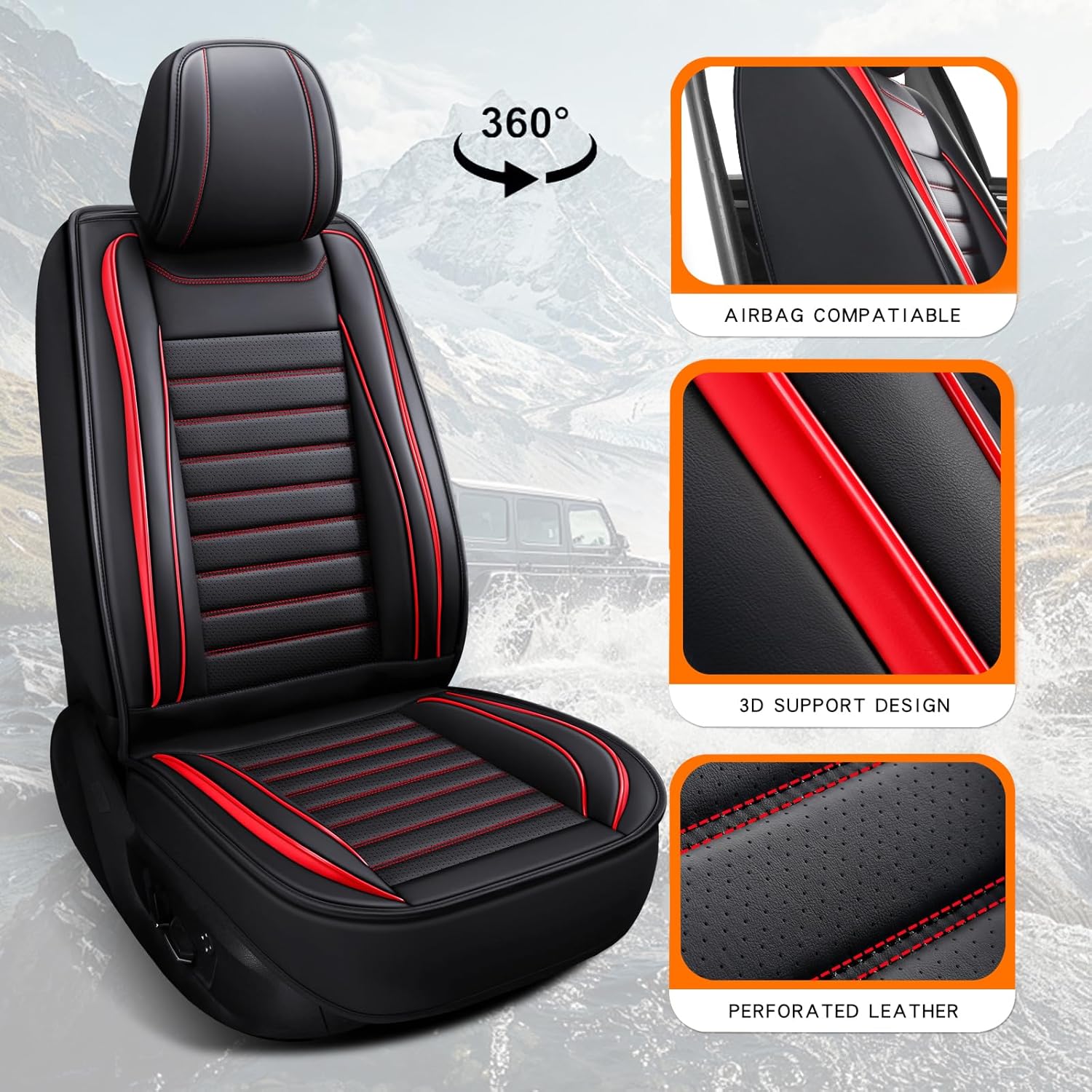 Leather Car Seat Covers Full Set Universal Fit 5 Seats Automotive Seat Protectors for Sedans SUVs Trucks