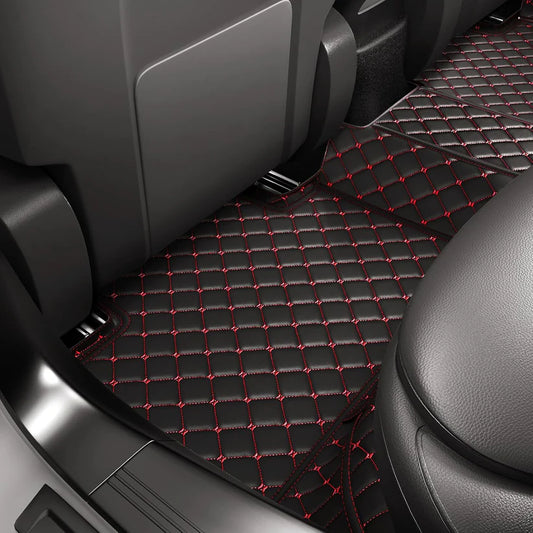 BLACK & RED DIAMOND STITCHING LUXURY CAR MATS