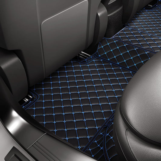 BLACK & BLUE DIAMOND STITCHING LUXURY CAR MATS