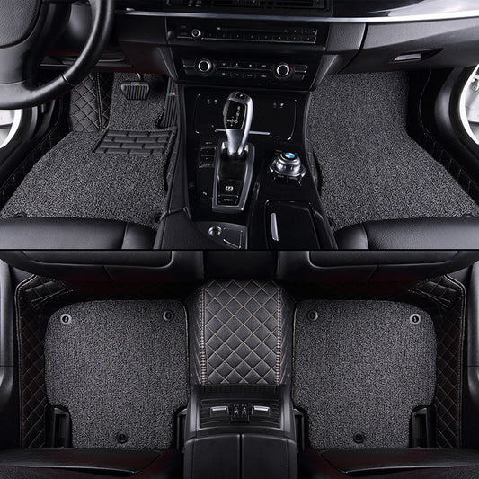 Customized Double-Layer Black Base With Gray Loop Pile Car Mats
