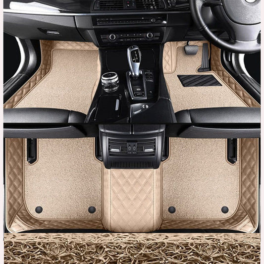 CUSTOMIZED DOUBLE-LAYER BEIGE BASE WITH BEIGE LOOP PILE CAR MATS