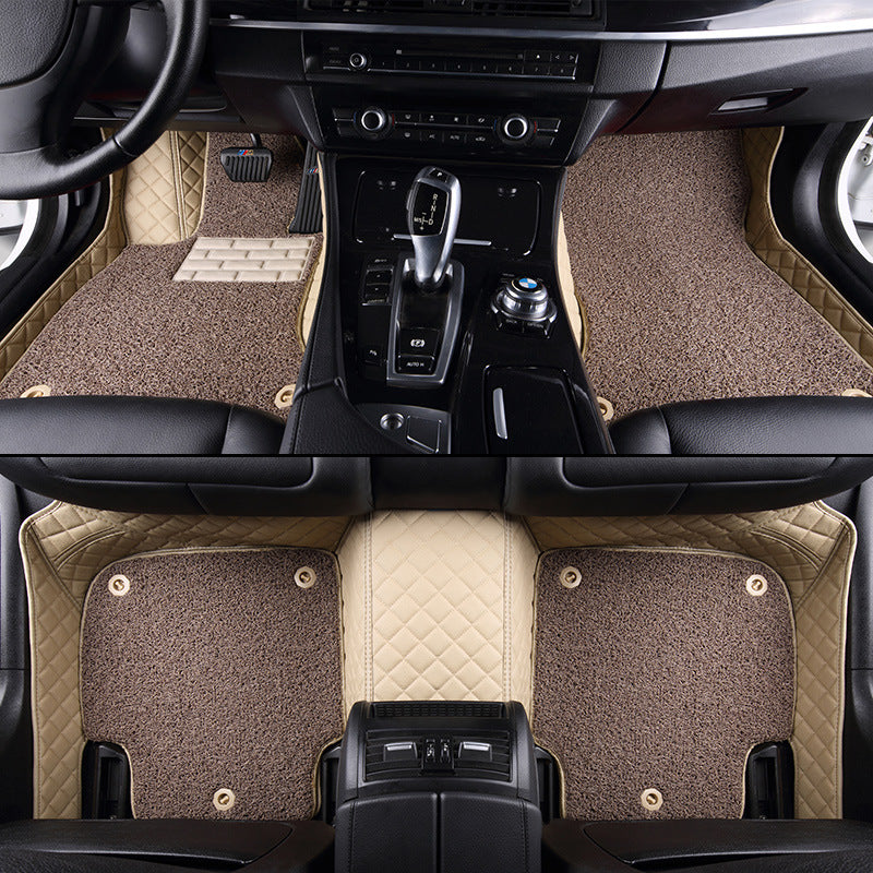 Customized Double-Layer Beige Base With Light Brown Loop Pile Car Mats