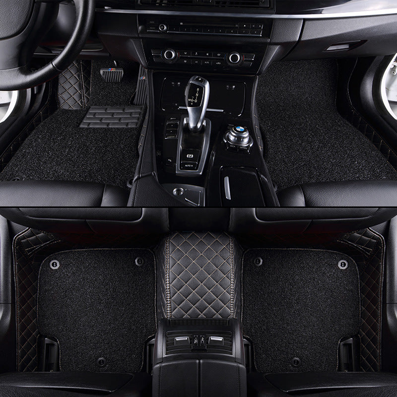 Customized Double-Layer Black Base With Black Loop Pile Car Mats