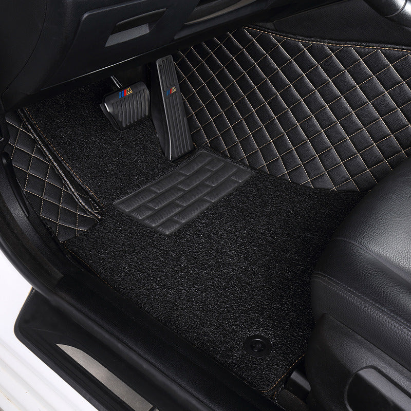 Customized Double-Layer Black Base With Black Loop Pile Car Mats