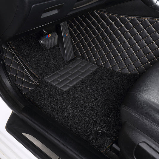 Customized Double-Layer Black Base With Black Loop Pile Car Mats
