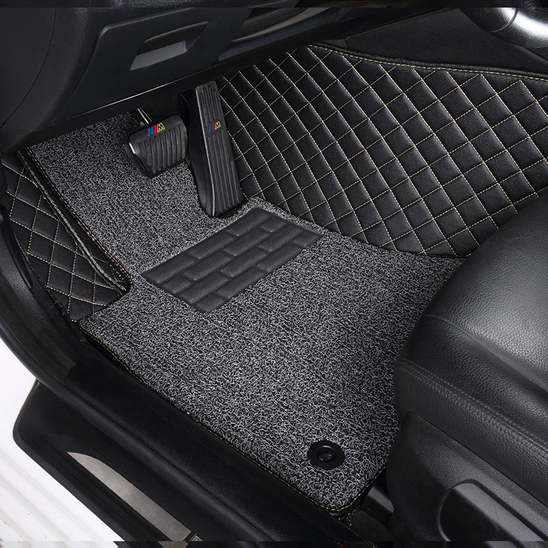 Customized Double-Layer Black Base With Gray Loop Pile Car Mats