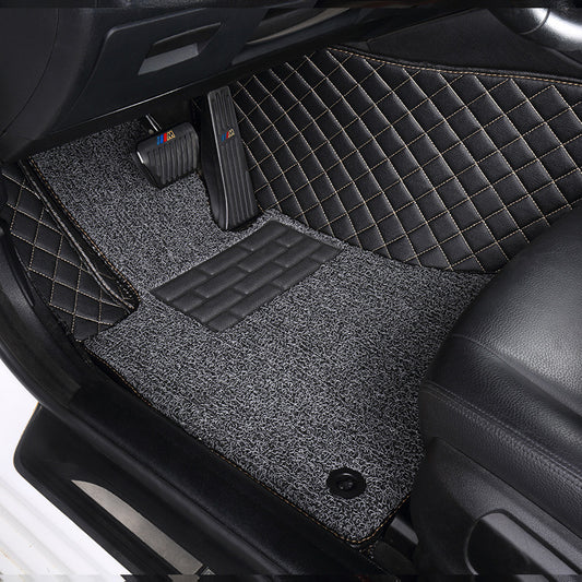 Customized Double-Layer Black Base With Gray Loop Pile Car Mats