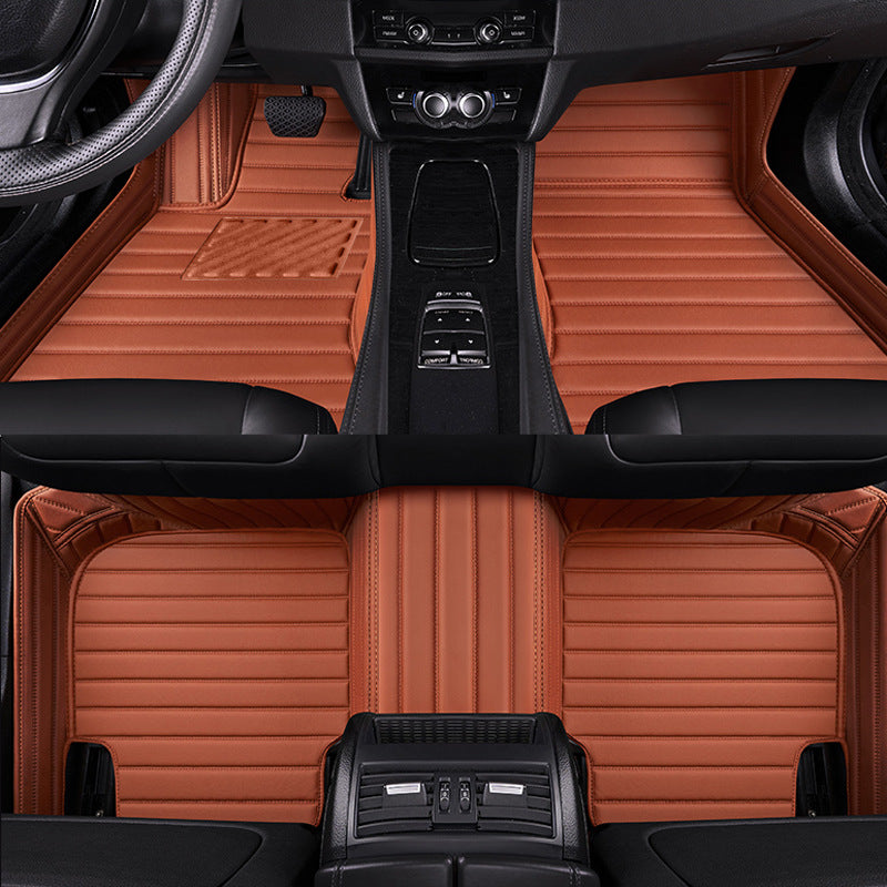 Brown Stripe Stitching Luxury Car Mats