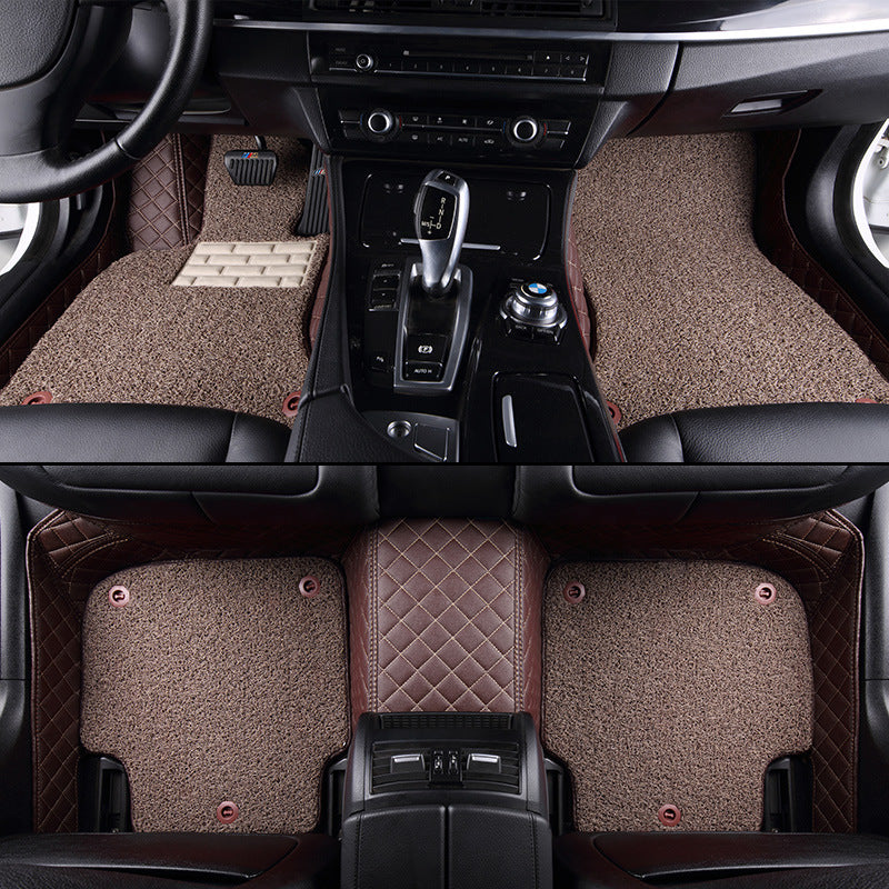 Customized Double-Layer Coffee Base With Light Brown Loop Pile Car Mats