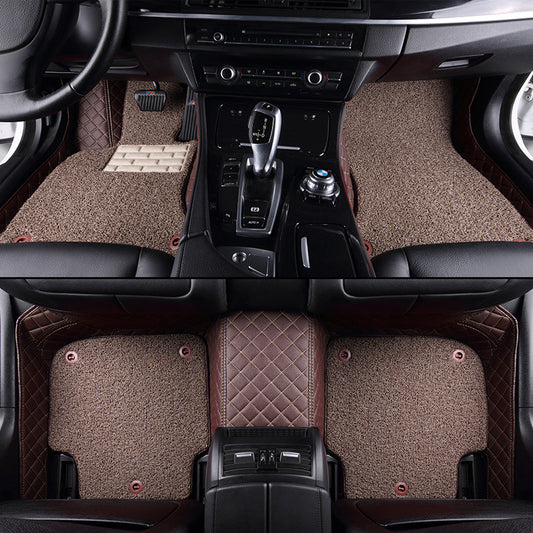 Customized Double-Layer Coffee Base With Light Brown Loop Pile Car Mats