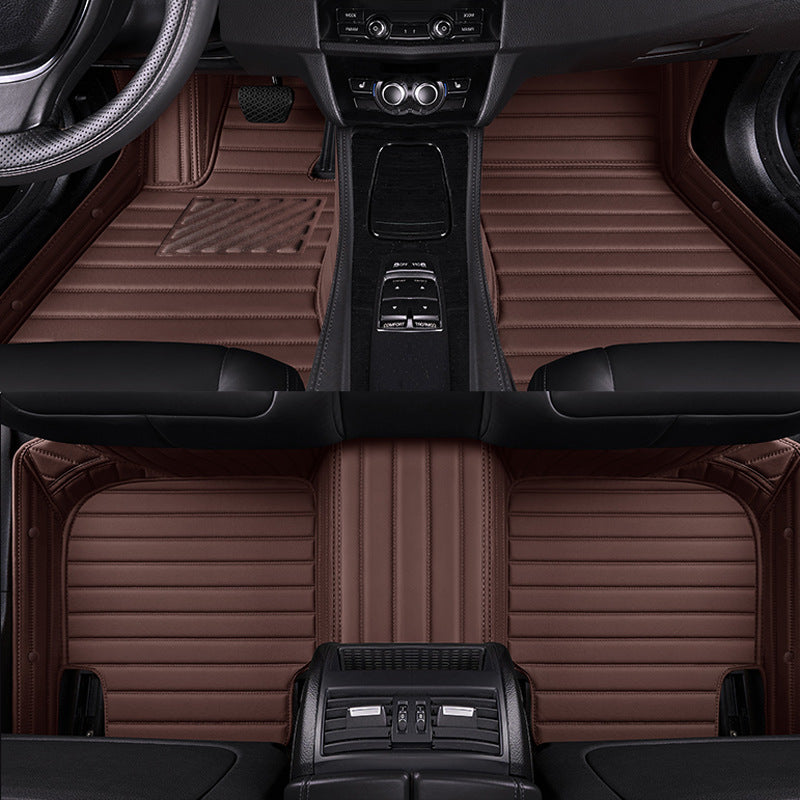 Coffee Stripe Stitching Luxury Car Mats