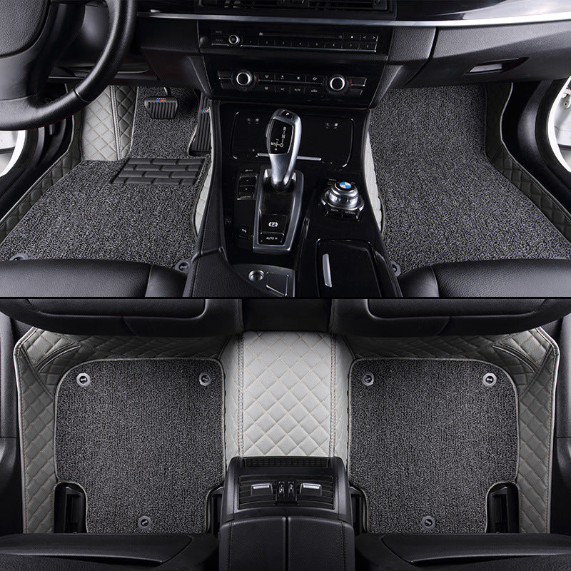 Customized Double-Layer Light Grey Base With Grey Loop Pile Car Mats