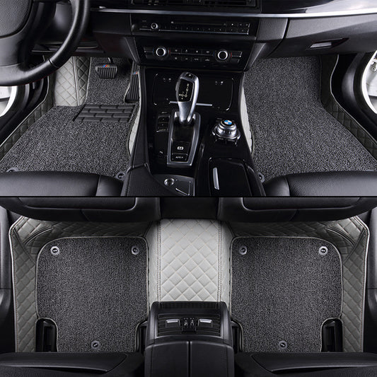 Customized Double-Layer Light Grey Base With Grey Loop Pile Car Mats