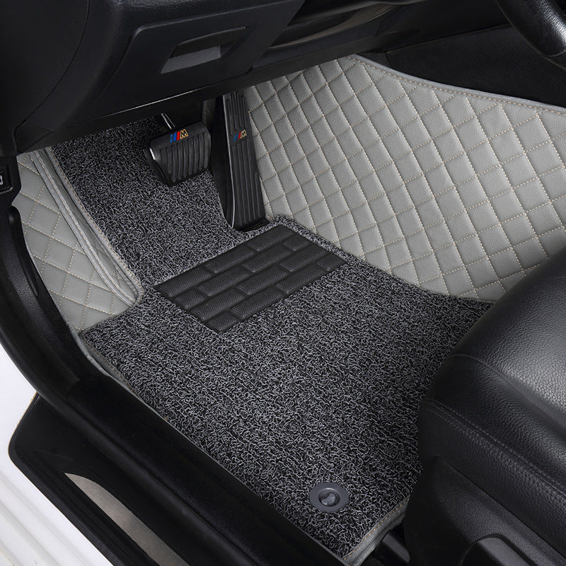 Customized Double-Layer Light Grey Base With Grey Loop Pile Car Mats