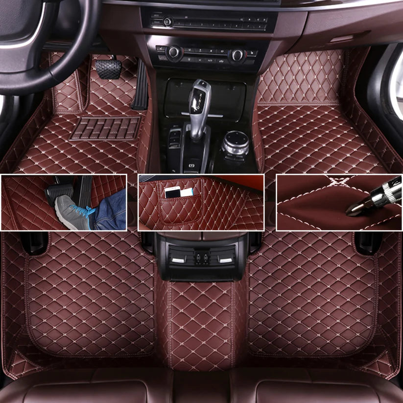 Chocolate Brown Diamond Stitching Luxury Car Mats